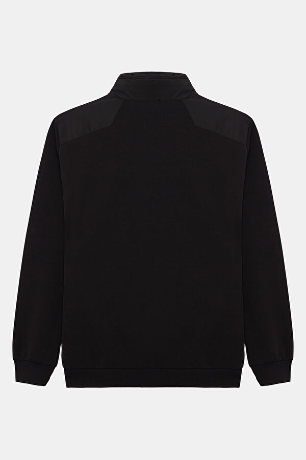Siyah Relax Kalıp Kapuşonlu Erkek Sweatshirt 2