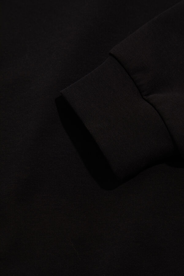 Siyah Relax Kalıp Kapuşonlu Erkek Sweatshirt 5