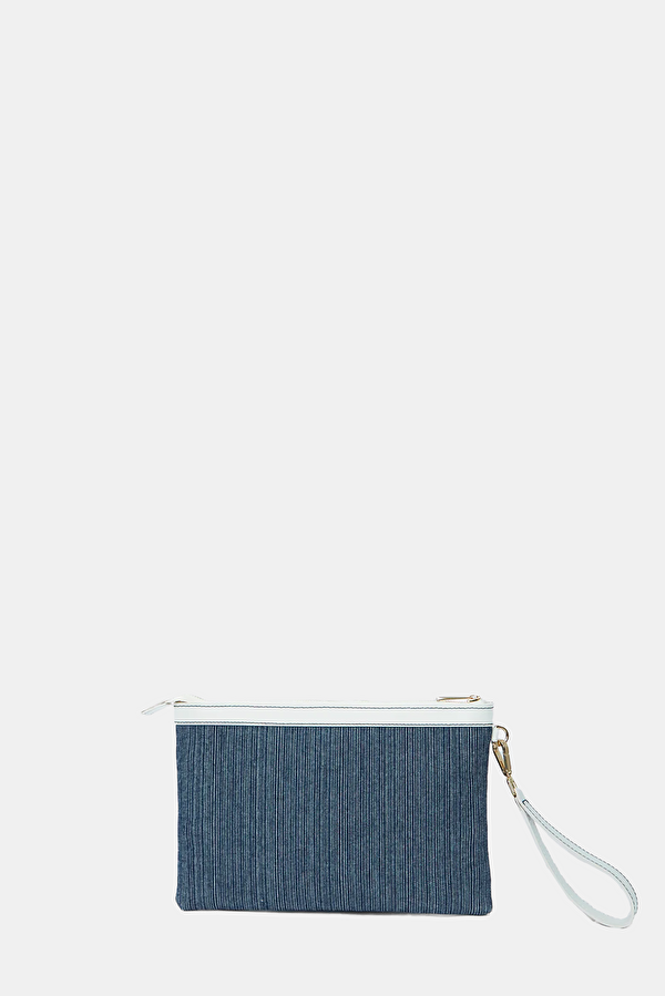 Stitched Dark Blue Clutch 2
