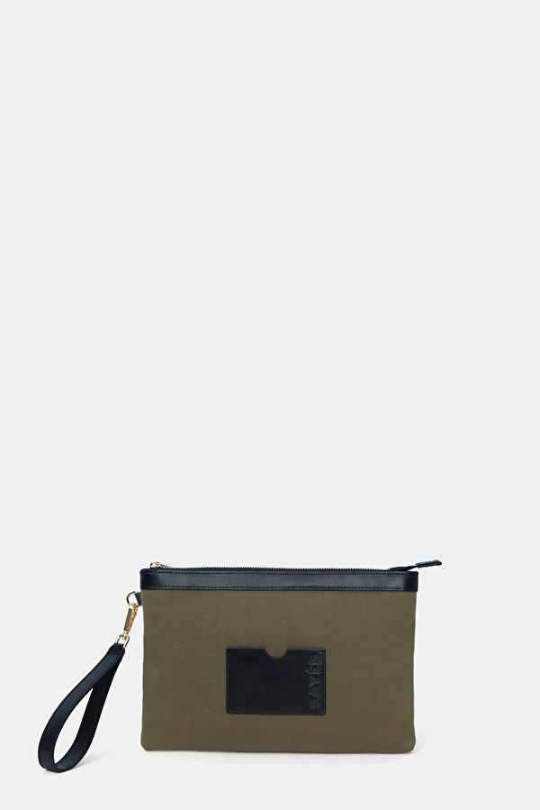 Stitched Khaki Clutch