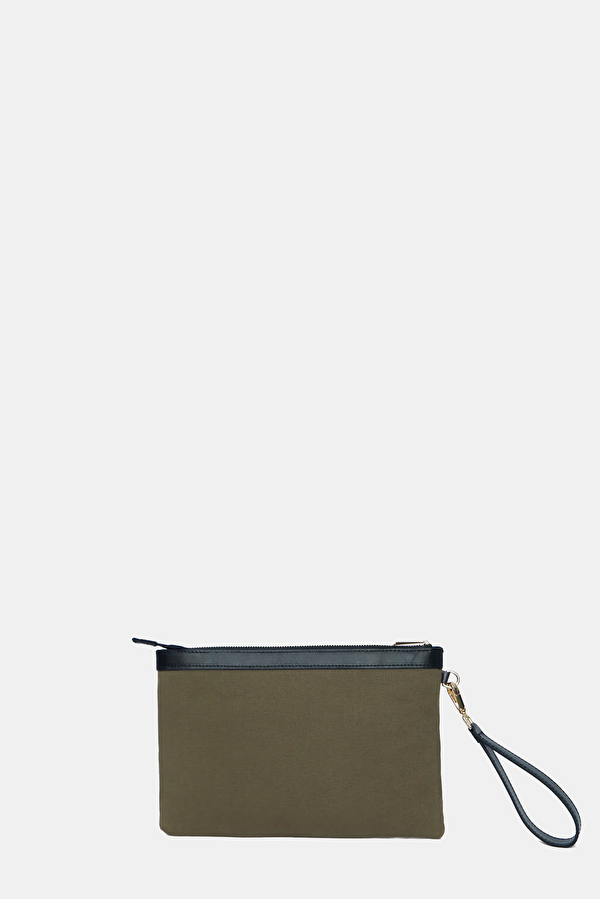 Stitched Khaki Clutch 2