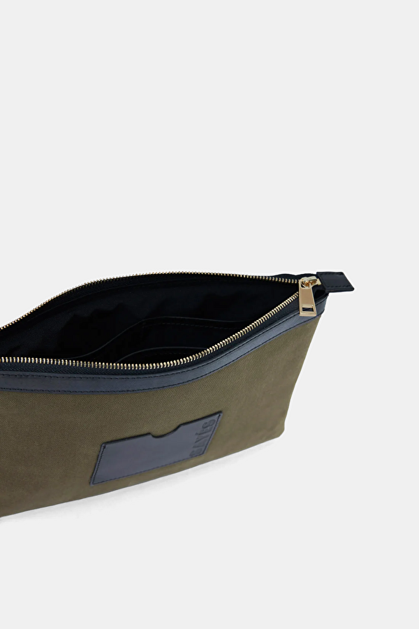 Stitched Khaki Clutch 3