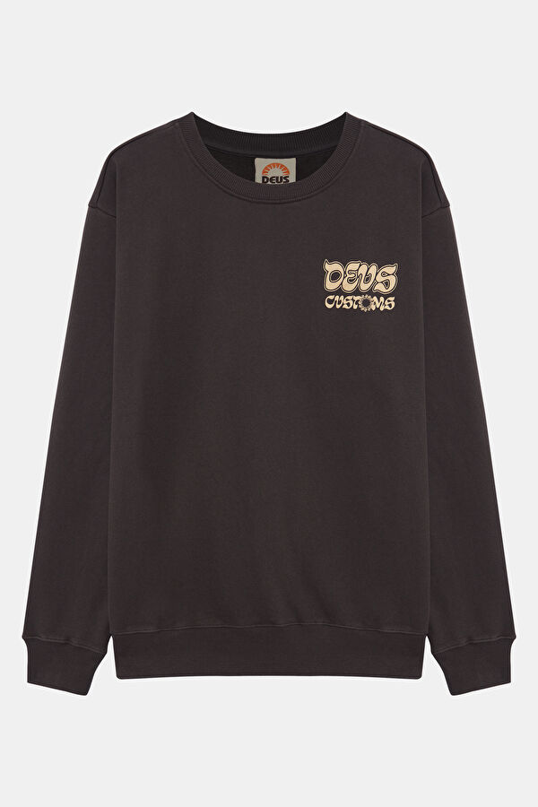 Antrasit Relax Kalıp Bisiklet Yaka Erkek Sweatshirt