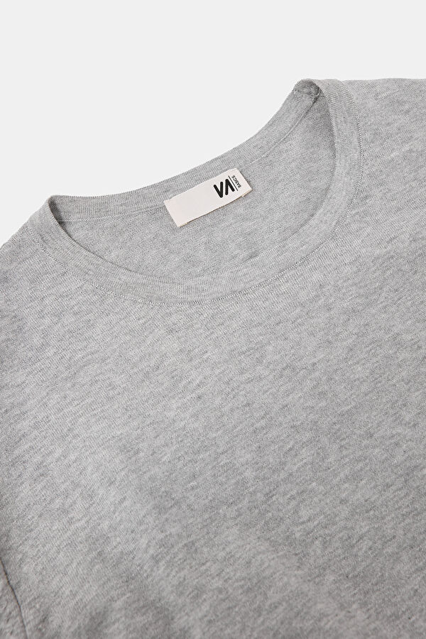 Grey Melange Knit Men's Sweater 3