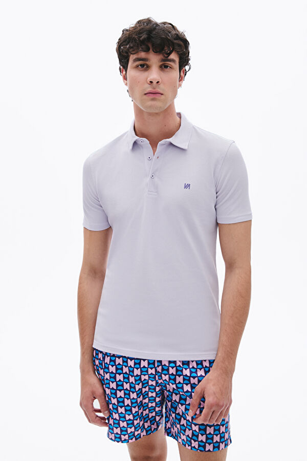 Lilac Polo Collar Men's T-Shirt