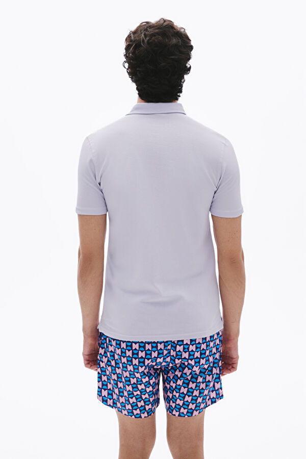 Lilac Polo Collar Men's T-Shirt 2