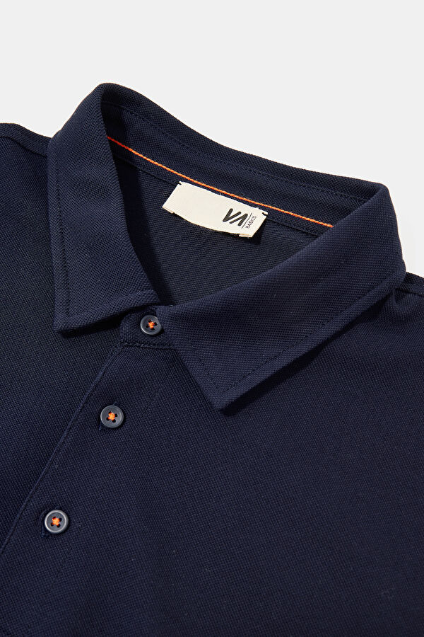 Navy Blue Polo Neck T-Shirt 5