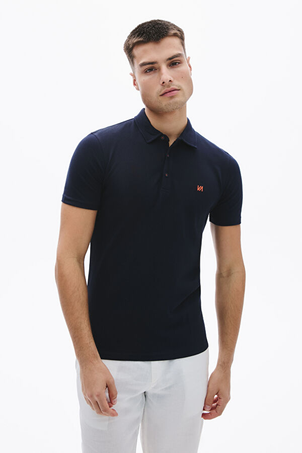 Navy Blue Polo Neck T-Shirt
