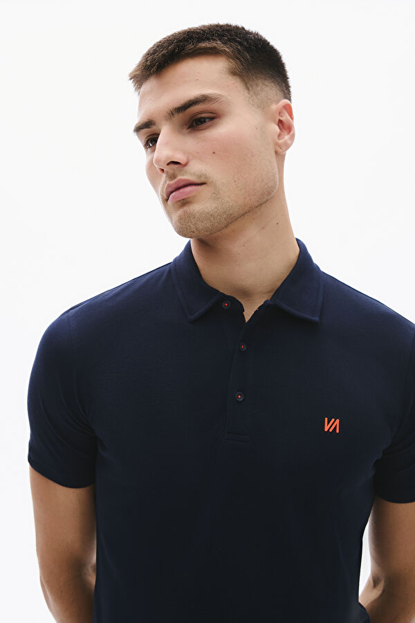 Navy Blue Polo Neck T-Shirt 2