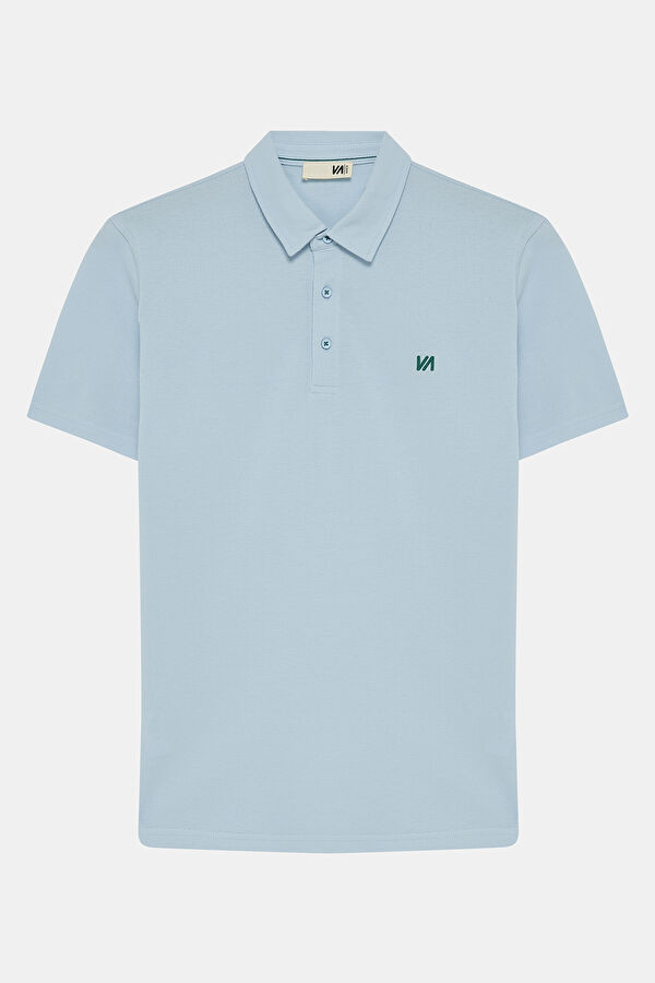 Light Blue Polo Collar Men's T-Shirt 3