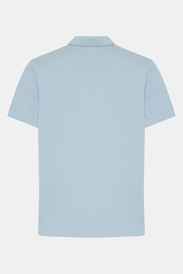 Light Blue Polo Collar Men's T-Shirt 4