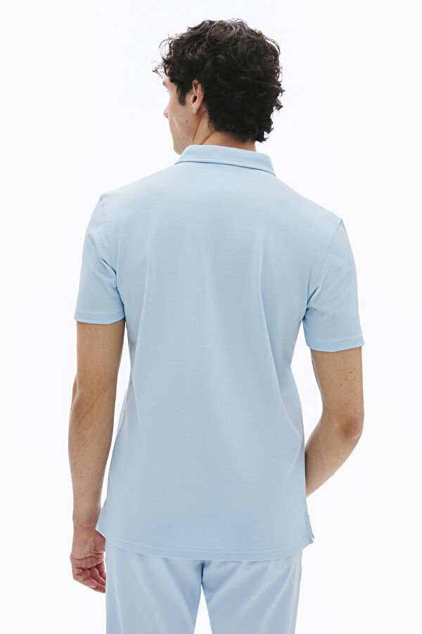 Light Blue Polo Collar Men's T-Shirt 2