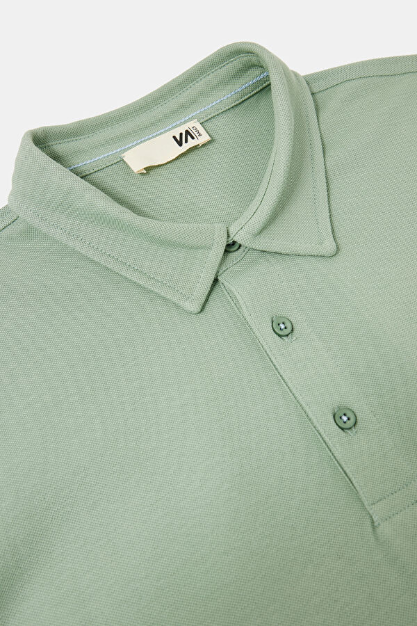 Green Polo Collar Men's T-Shirt 5