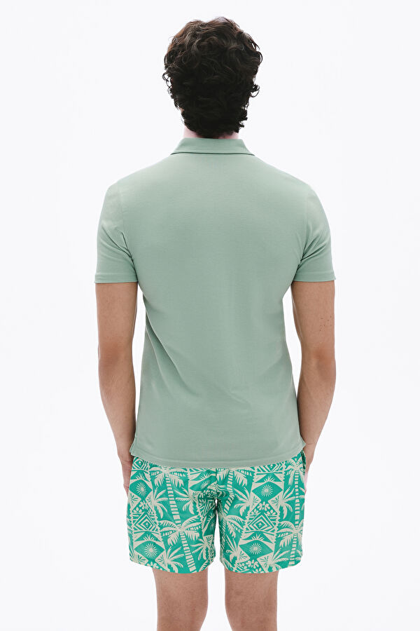 Green Polo Collar Men's T-Shirt 2