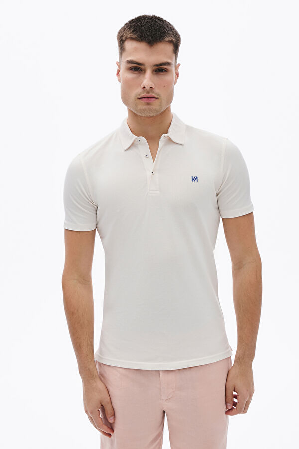 Ecru Polo Collar Men's T-Shirt