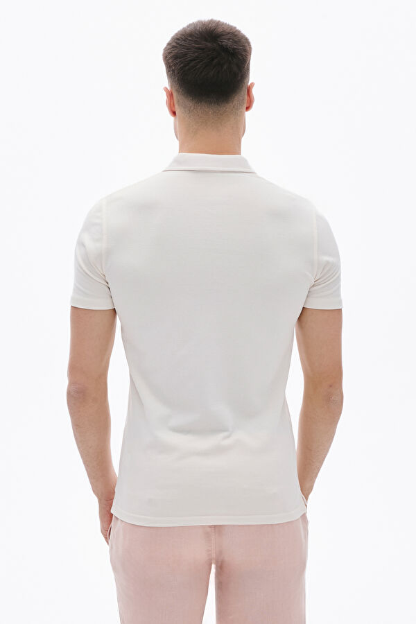Ecru Polo Collar Men's T-Shirt 2