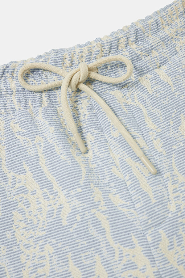 Off-white patterned polyester acrylic men's shorts 6