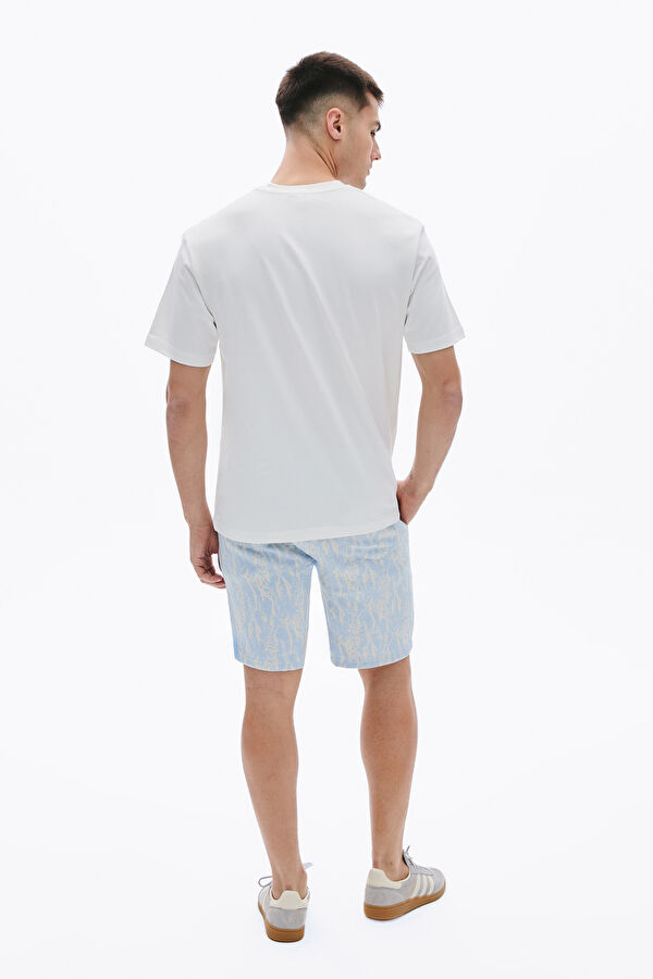 Off-white patterned polyester acrylic men's shorts 2
