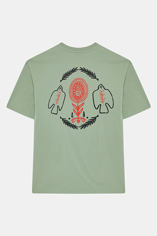 Green Crew Neck Print Men's T-Shirt 4