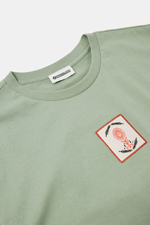 Green Crew Neck Print Men's T-Shirt 5