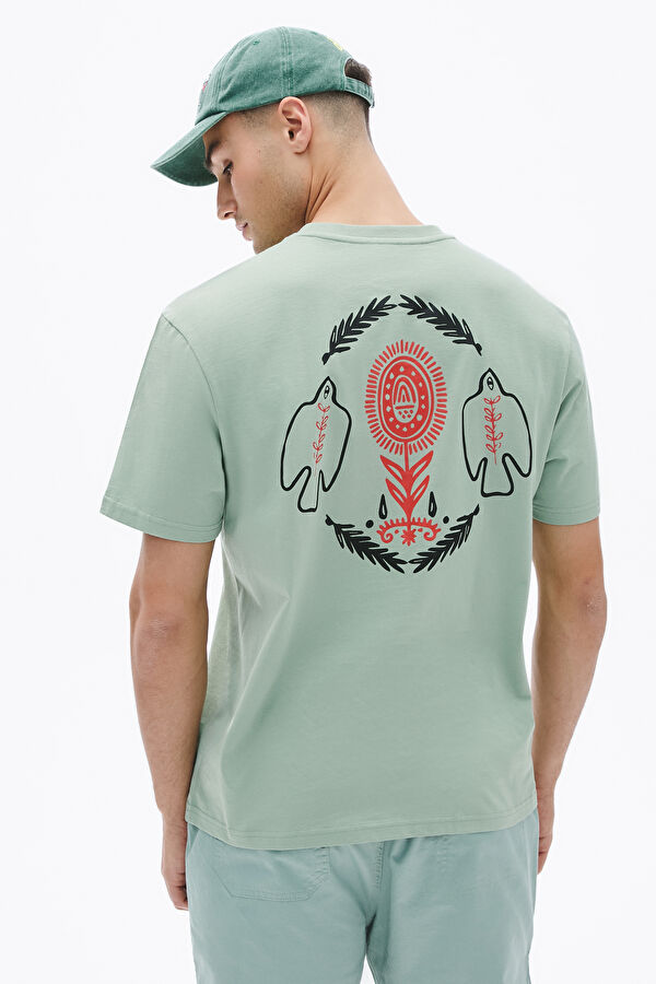 Green Crew Neck Print Men's T-Shirt 2