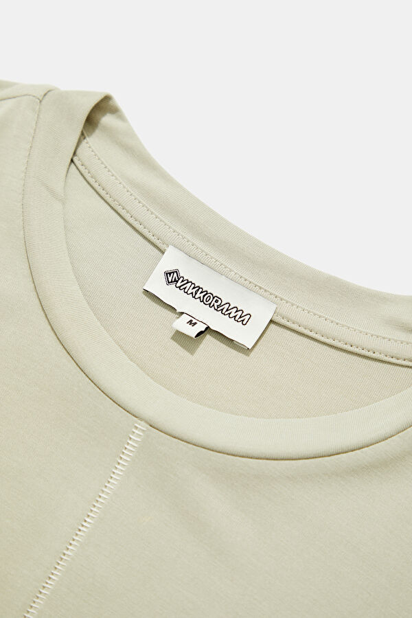 Khaki Crew Neck Men's T-Shirt 3