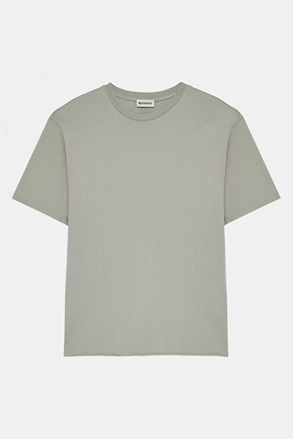 Grey Crew Neck Embroidered Men's T-Shirt