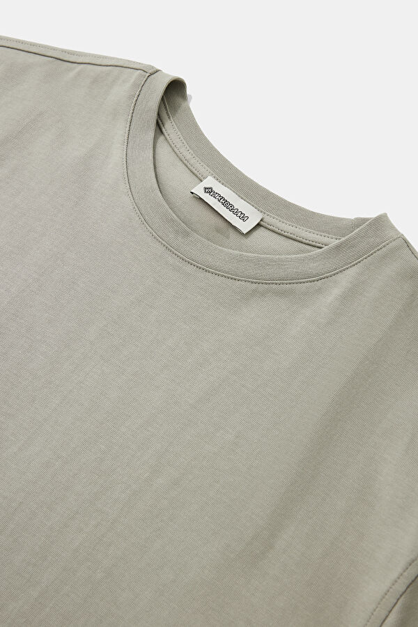 Grey Crew Neck Embroidered Men's T-Shirt 3