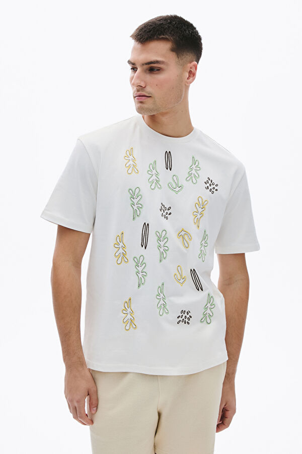 Off-white crew neck printed men's T-shirt