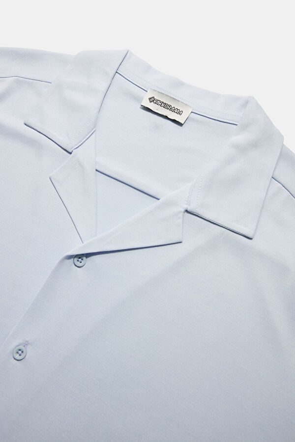 Ice Blue Resort Collar Men's Shirt 3