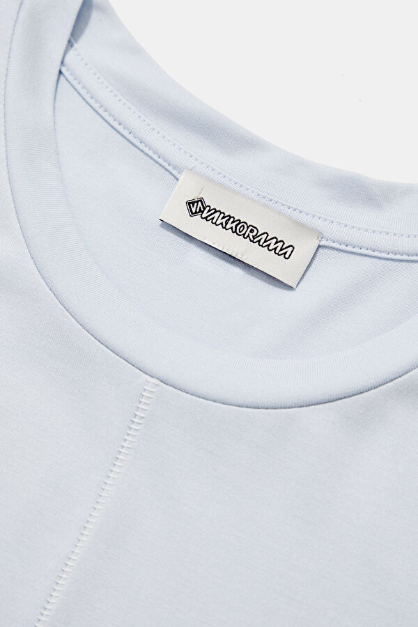 Ice Blue Crew Neck Men's T-Shirt 5