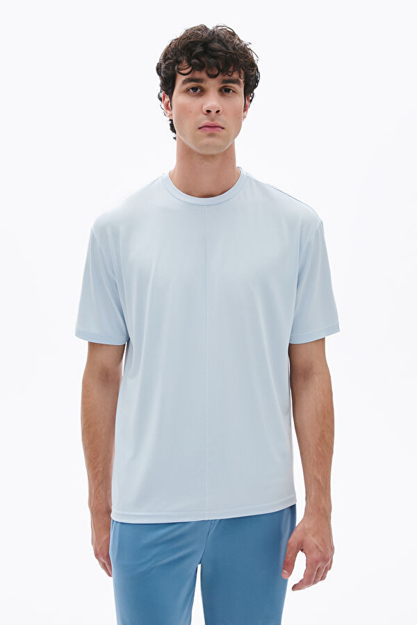 Ice Blue Crew Neck Men's T-Shirt