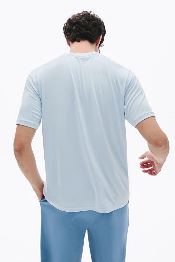 Ice Blue Crew Neck Men's T-Shirt 2