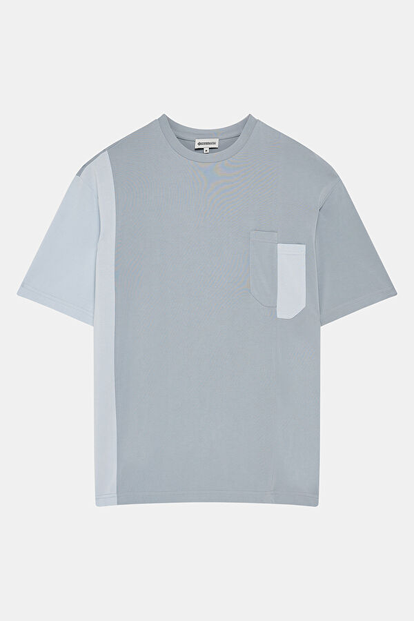 Grey Crew Neck Men's T-Shirt with Trim Details
