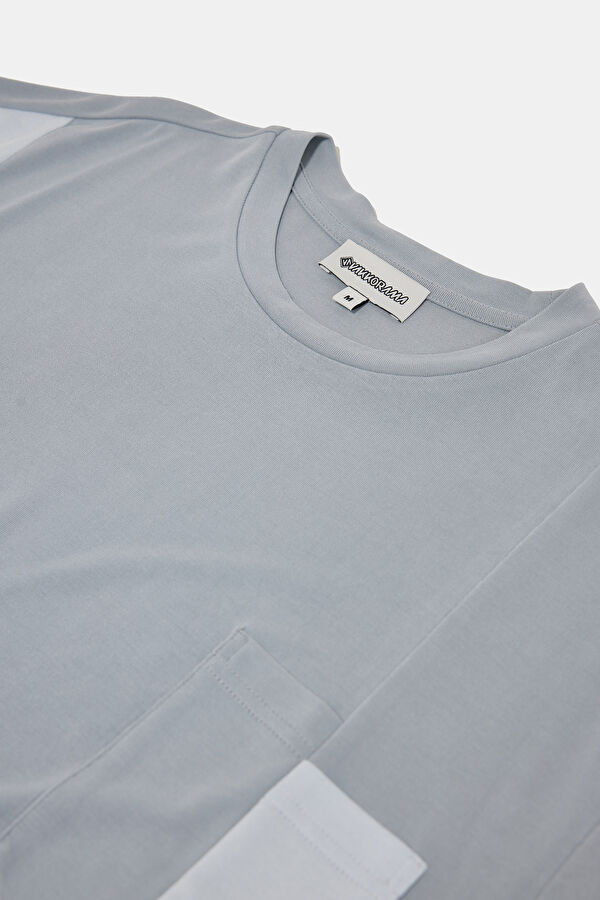 Grey Crew Neck Men's T-Shirt with Trim Details 3