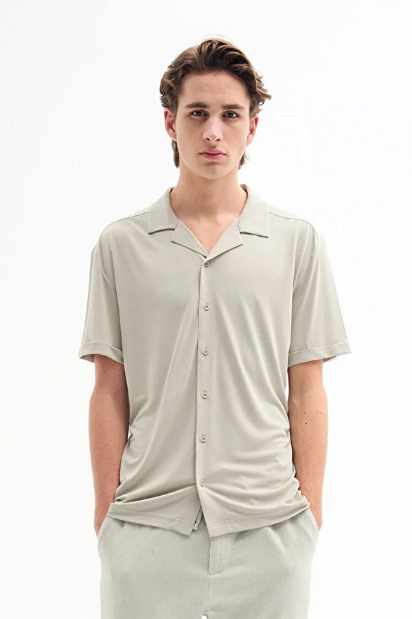 Khaki Resort Collar Shirt