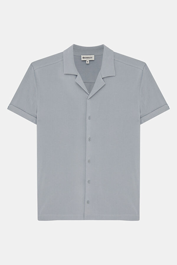Grey Resort Collar Men's Shirt