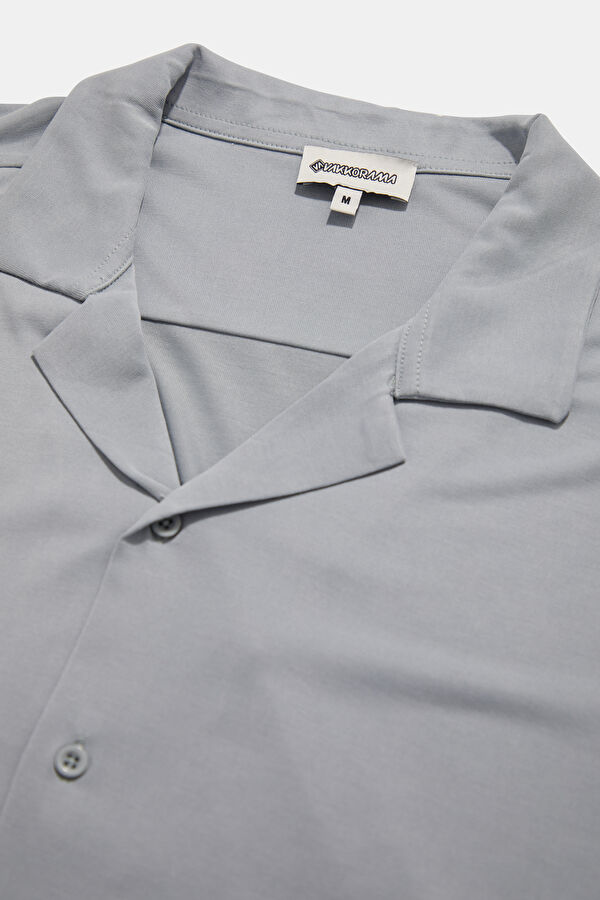Grey Resort Collar Men's Shirt 3