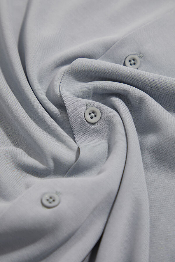 Grey Resort Collar Men's Shirt 4