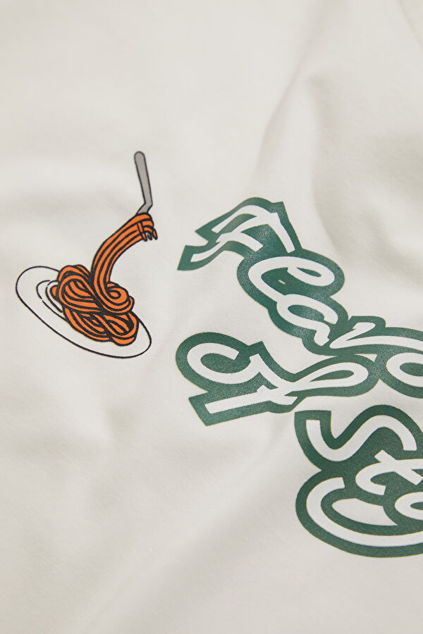 White Crew Neck Printed Men's T-Shirt 5