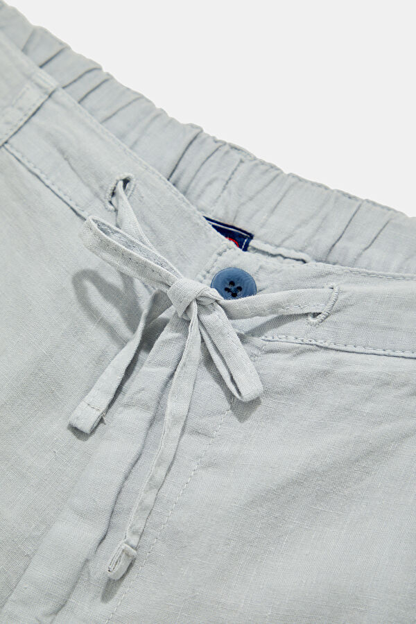 Blue Linen Men's Shorts 5