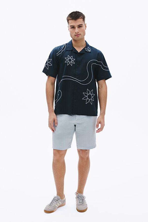 Blue Linen Men's Shorts