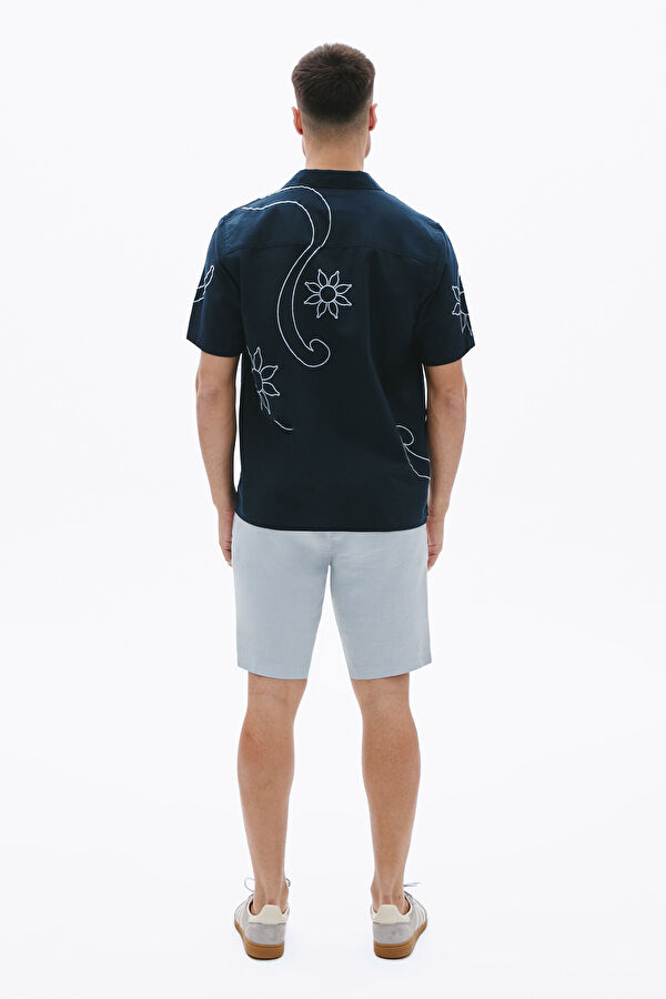Blue Linen Men's Shorts 2