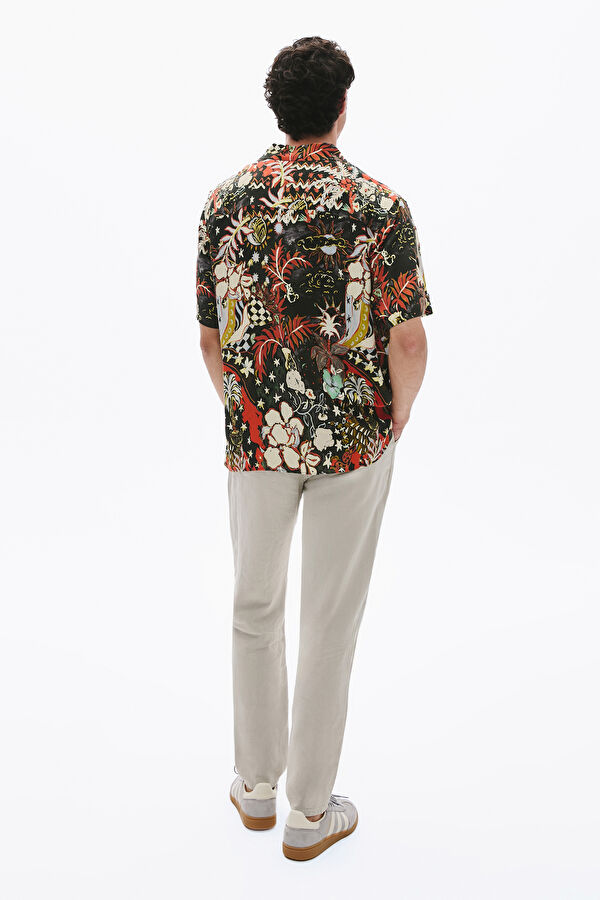Relax Pattern Stone Leg Pipe Leg Linen Men's Trousers 2