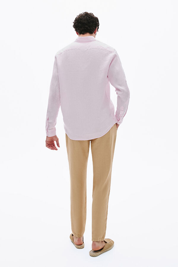 Relax Fit Camel Straight Leg Linen Men's Trousers 2
