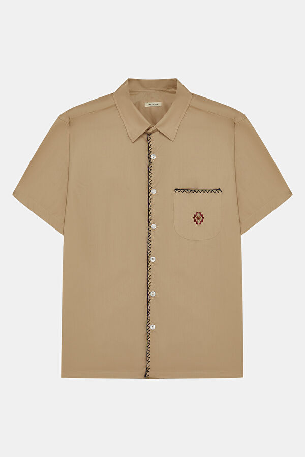 Relax Fit Beige Men's Shirt 4
