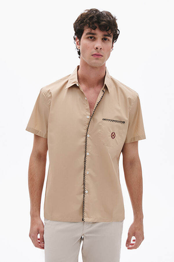 Relax Fit Beige Men's Shirt