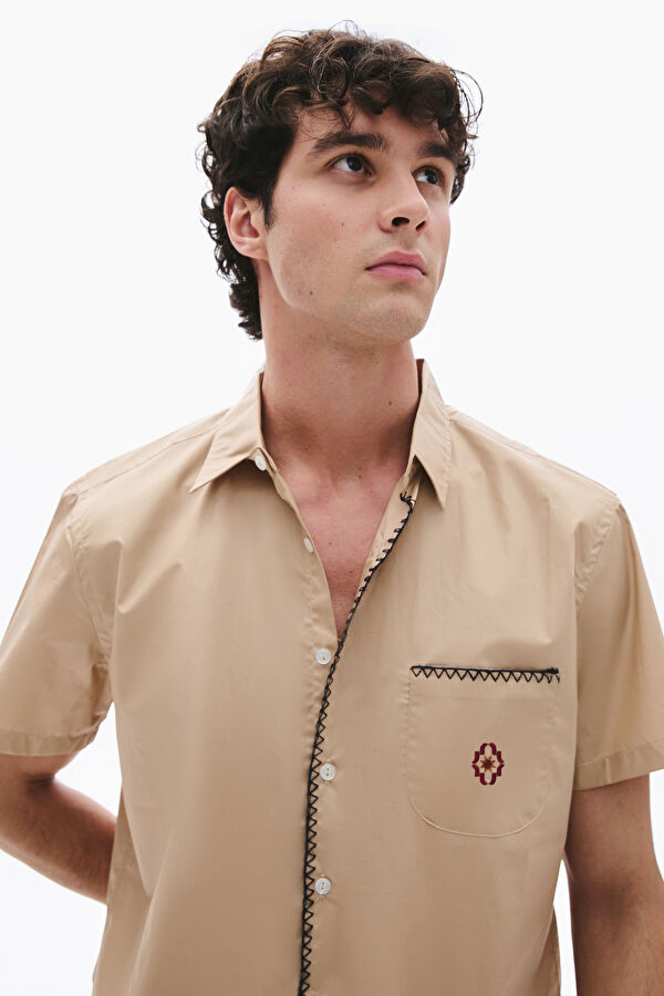 Relax Fit Beige Men's Shirt 3