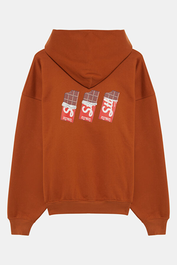 Brown Relax Fit Hooded Women's Sweatshirt 2