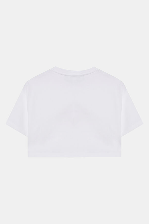Relax Kalıp Beyaz Bisiklet Yaka Baskılı T-Shirt 2